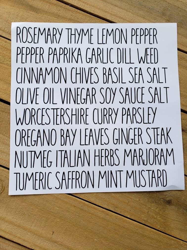 Spice Words, Vinyl Stickers, Food Canisters, Mugs, Organizing, Labels, DIY, Kitchen, Farmhouse, Home Decor