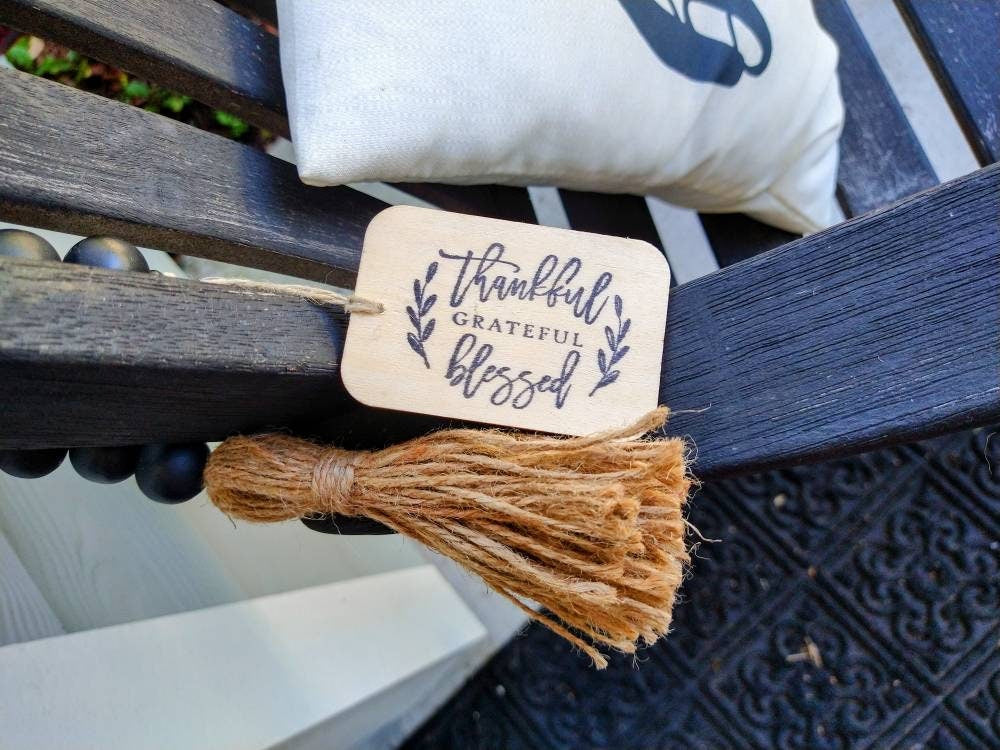 Thankful Grateful Blessesed Wood Bead Garland, Farmhouse, Prayer Beads, Garland, Bible Verse, Boho, Nursery, Tiered Tray, Christian, Home Decor, Fall Decor