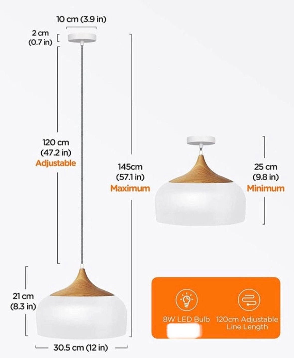 Pendant Light Modern Lantern Lighting, Wood Pattern Dome Minimalist Style Ceiling Hanging Lamp for Kitchen Island