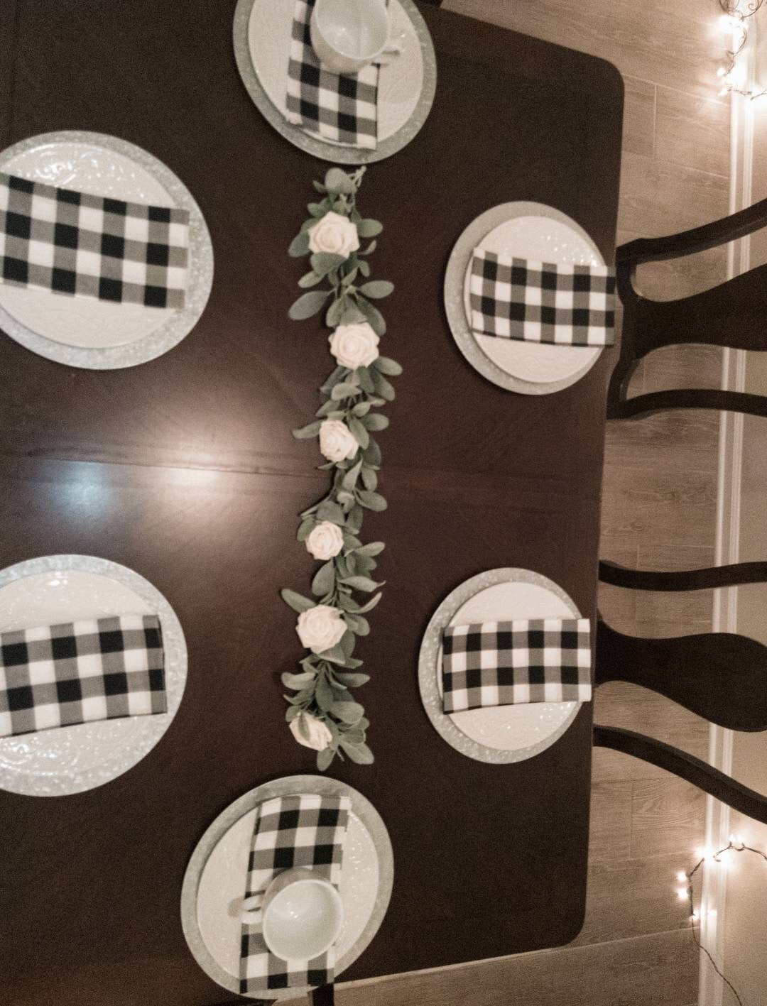 Lambs Ear Garland with Roses, Table Runner, Wreath, Wedding Greenery, Fall Decor, Greenery, Home Decor, Farmhouse, Faux