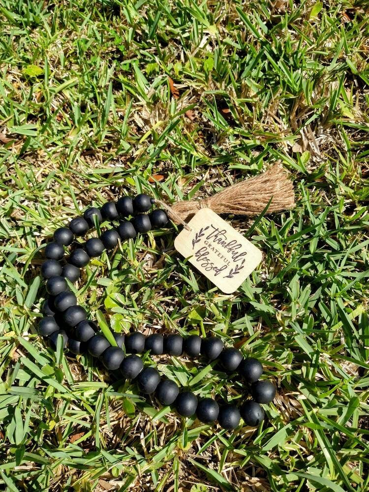 Thankful Grateful Blessesed Wood Bead Garland, Farmhouse, Prayer Beads, Garland, Bible Verse, Boho, Nursery, Tiered Tray, Christian, Home Decor, Fall Decor