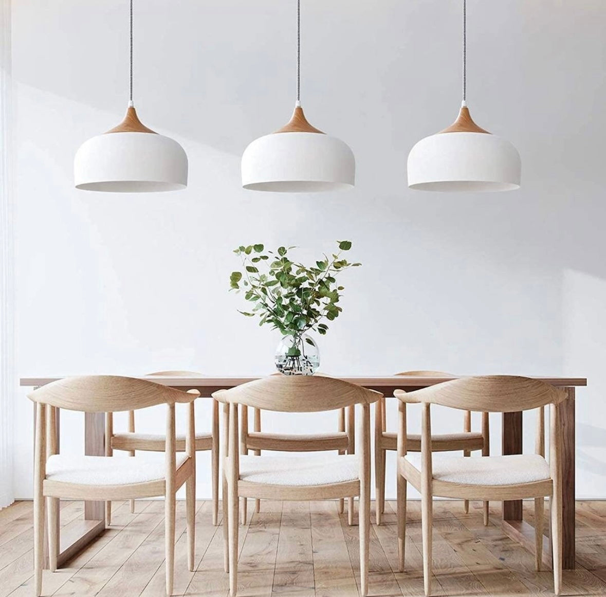 Pendant Light Modern Lantern Lighting, Wood Pattern Dome Minimalist Style Ceiling Hanging Lamp for Kitchen Island