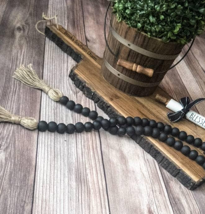 Black Farmhouse Beads, Garland, Home Decor, Boho, Centerpiece, Tablescape Decor, Black Decor, Boho Beads, Buffalo Plaid, Rae Dunn, Decor