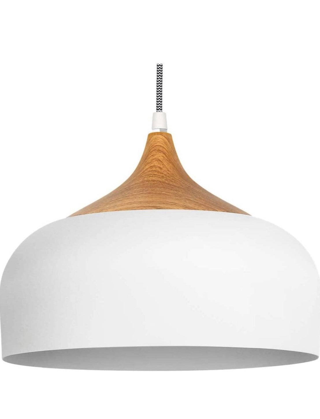 Pendant Light Modern Lantern Lighting, Wood Pattern Dome Minimalist Style Ceiling Hanging Lamp for Kitchen Island