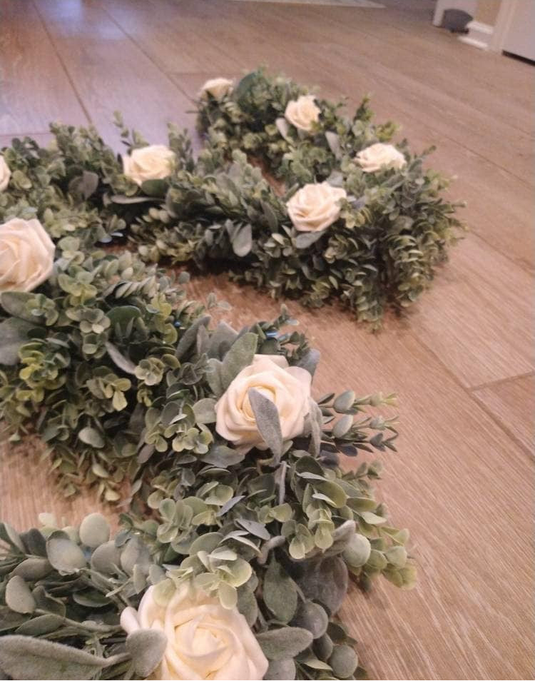 Lambs Ear & Eucalyptus Garland with Roses , Table Runner, Wreath, Wedding, Backdrop, Greenery, Farmhouse, Home Decor, Winter, Lambs Ear