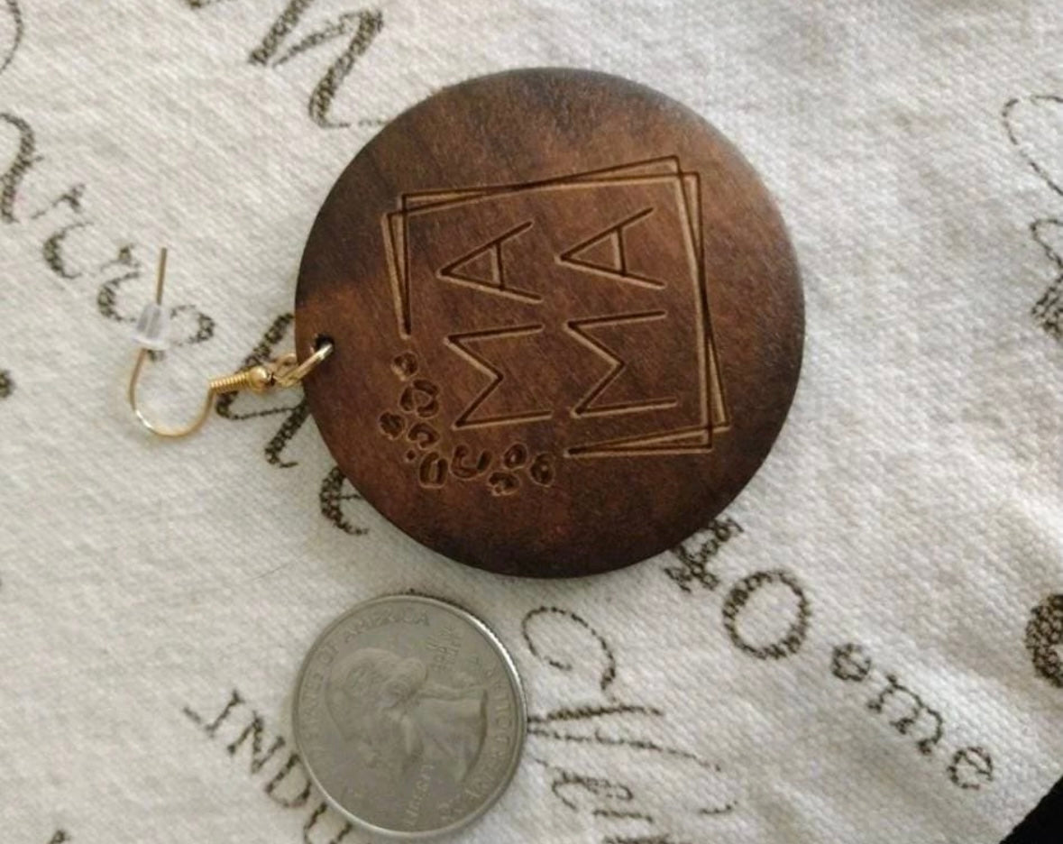 🛑MAMA Earrings, Wood, Jewelry, Handmade, Hoop Earrings, Cheetah, Boho Earrings, Farmhouse, Chic, Round Wood Earrings, Wood Earrings