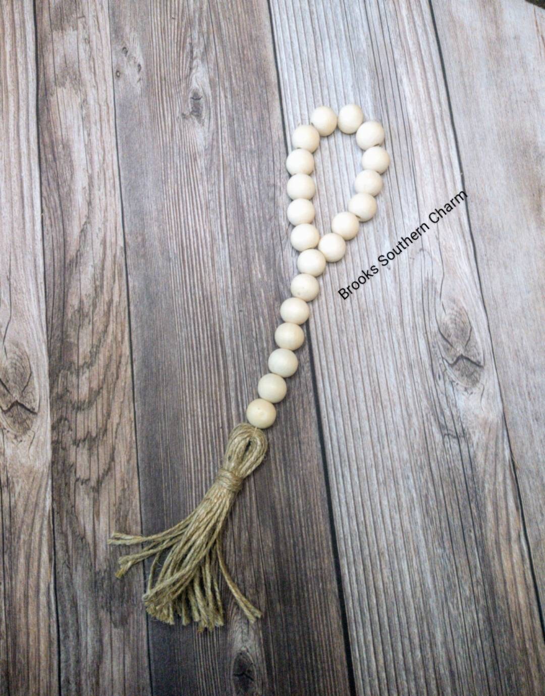 Door Knob Hanger, Wood Bead Garland, Farmhouse, Prayer Beads, Spring, Garland, Home Decor, Wood, Boho, Nursery, Wedding Decor