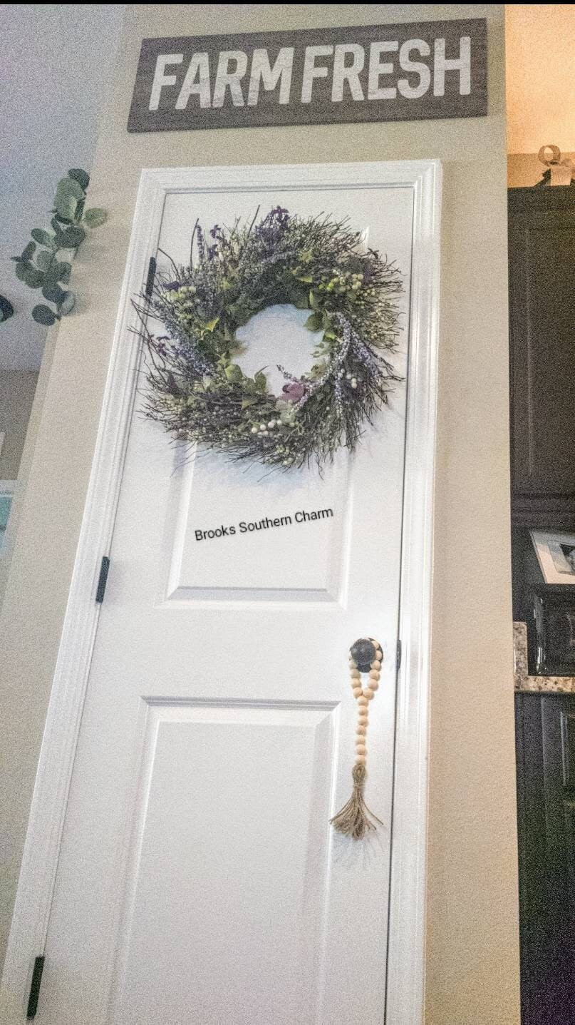 Door Knob Hanger, Wood Bead Garland, Farmhouse, Prayer Beads, Spring, Garland, Home Decor, Wood, Boho, Nursery, Wedding Decor