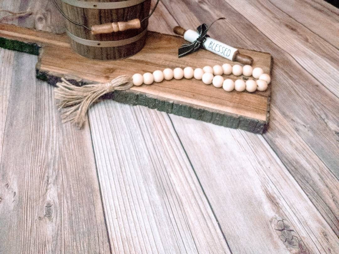 Door Knob Hanger, Wood Bead Garland, Farmhouse, Prayer Beads, Spring, Garland, Home Decor, Wood, Boho, Nursery, Wedding Decor