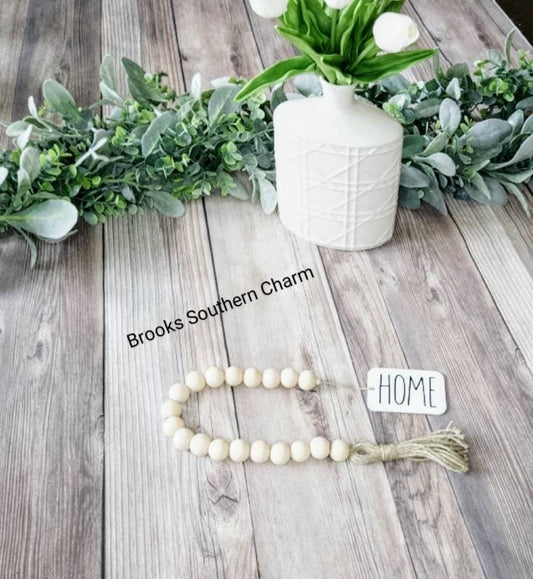 Farmhouse Wood Bead Garland - Trendy Prayer Beads for Chic Decor