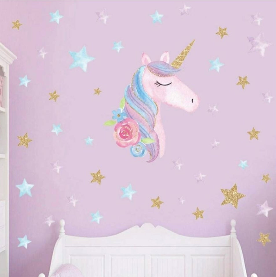 Large Unicorn Wall Decals Set