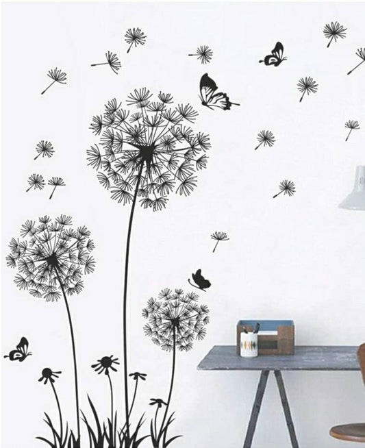 Large wall decal in the look of dandelions blowing in the wind.