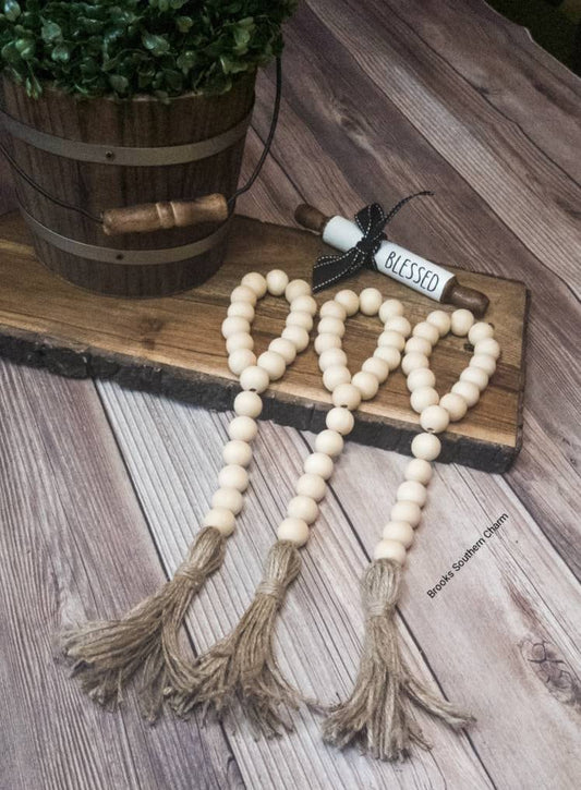Door Knob Hanger, Wood Bead Garland, Farmhouse, Prayer Beads, Spring, Garland, Home Decor, Wood, Boho, Nursery, Wedding Decor