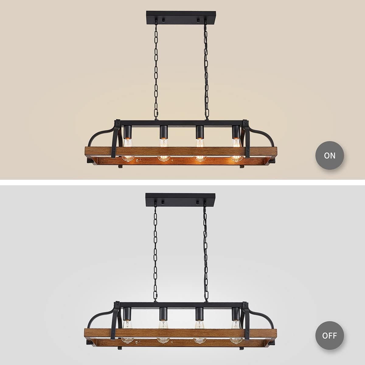 Pendant light Ceiling Lighting Rustic Farmhouse Fixture Kitchen Island Dining Room, E26 Base, Black